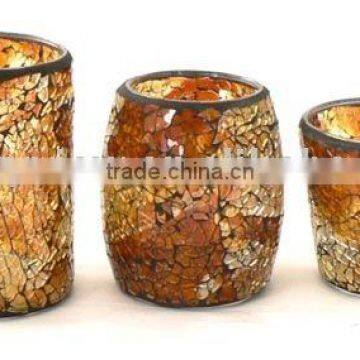 gold color glass mosaic candle holders