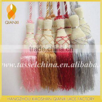 Handmade cheap polyester net tassel tiebacks, curtain accessory tassels