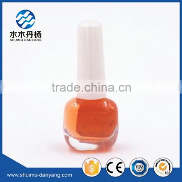 Mini flat cap with brush clear glass nail polish bottle