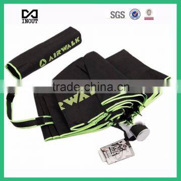 Chinese factory classic black folding travel umbrella with customize print