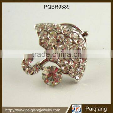 Fashion fancy design silver tone rhinestone ballute brooch pin