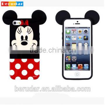 Hot selling custom 3d cute mickey mouse tpu case for iphone 5s with ears