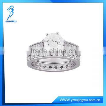 Wholesale Big Diamond 925 Silver Ring Design Wedding Bridal Set