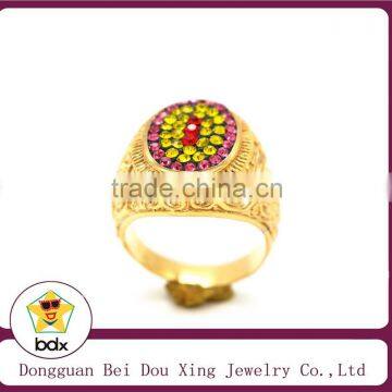 New Products 2015 Colorful Rhinestone Yellow Gold Plated Stainless Steel Rings photo-2
