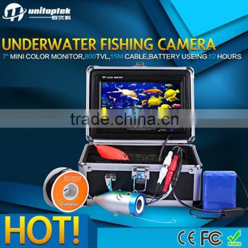 2015 New 800TVL 12 White Brignt Light 7" TFT Color LCD Underwater Fishing Camera Fish Finder Video Camera Aluminum Case