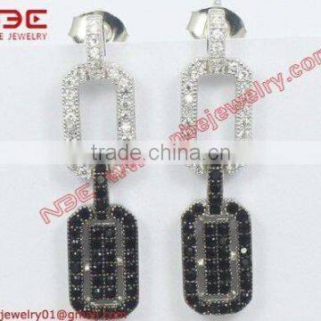 Fancy design micro pave setting 925 silver factory artisan handcrafted AAA grade cz wholesale 925 silver jewellery earrings