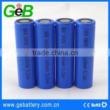 OEM 3.2V LFP18650 1600mAh 5.12Wh Round Li-ion Battery Cell