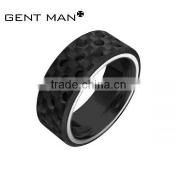 black titanium carbon frber band ring in Comfort Fit and Matte for men