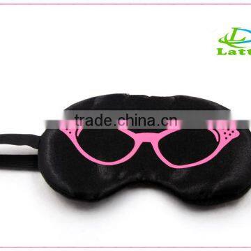 Promotional disposable black satin sleeping cover eye mask , sleeping fancy fabric eye mask for relaxing