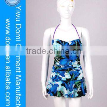 Blue Floral Sex Bathing Suit One Piece Swimsuit / Elegant Beach Wear / Full Body Swimwear Women
