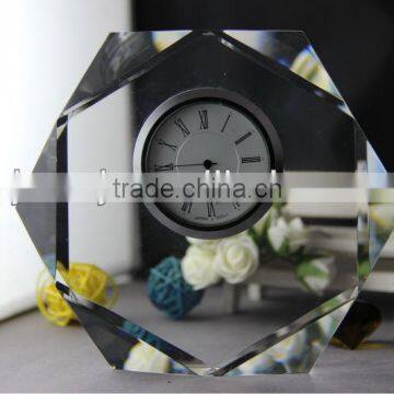 Personalized Clear Cube Crystal Clock For Business Souvenir