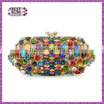 hard shell colorful woman handbag fashion rhinestone clutch evening bag woman wedding purse (88166A-GC)