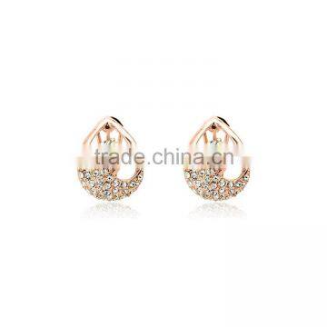 Finest Alloy Gold Rose Gold Silver Plated Crystal Teardrop Stud Earring For Women