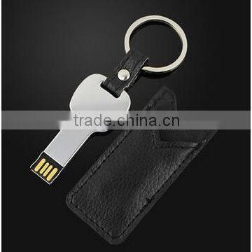Wholesale 2GB/4GB/8GB key shape USB flash drive,promotion gift usb flash memory with leather protecting free sample