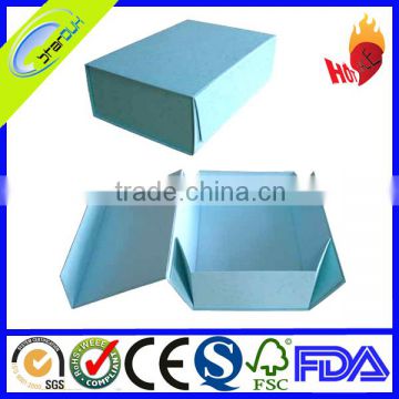 high end blue color flat folding gift box, rigid flat folding box