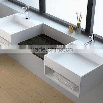 Wall mounted acrylic solid surface wash basin / stone resin wall hung acrylic solid surface basin/ artificial stone resin basin