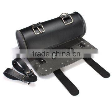 Motorcycle Scooters Black Leather Tool Roll Pouch Saddle Bag Storage For Harley photo-3