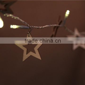 Double Star Wooden Christmas indoor Decorative LED String Light