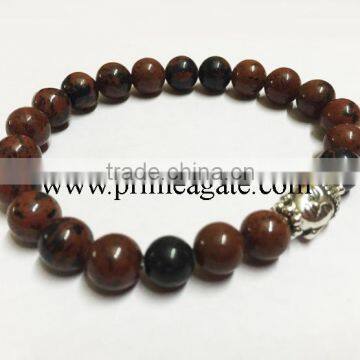 Mahogany Obsidian Stretchable Buddha Bracelet | A grade good quality gemstone bracelet | Agate new jewelry 2016 bracelets