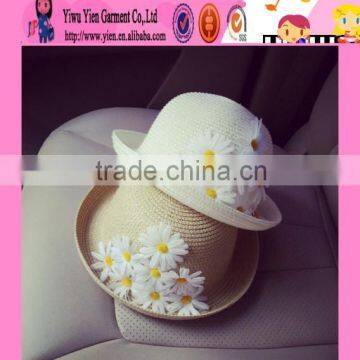 2016 handmade nice design girls beach hats wholesale factory sale cheaper flower straw hat