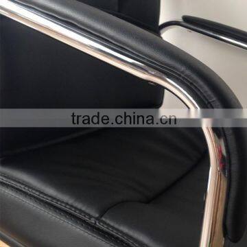 Mid Back Black Leather Home Office Furniture Meeting Chairs Office With no Wheels photo-4