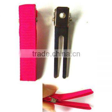 Single Prong Grosgrain Ribbon Full Lined Alligator Hair Clip (FCK-100960030-A)