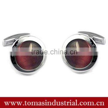 Hot selling fashion swank Stainless Steel Personalized red opalmetal Cufflinks and tie clips