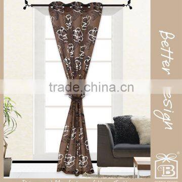 1Pc 100% Polyester Modern Beautiful Brown Faux Silk Flocking Curtains in Lahore Pakistan for Home Design