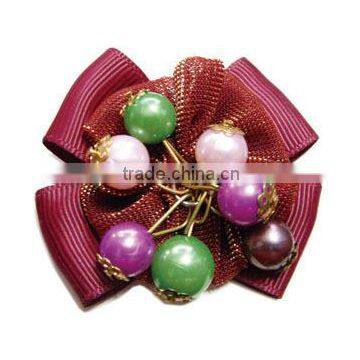 Wholesale handmade ribbon bow with bead for shoe