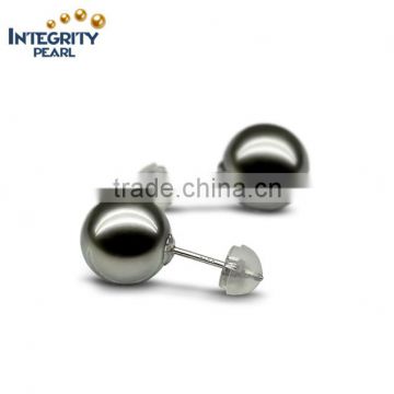 Perfect round aaa high quality pearl earring 10-11mm tahitian pearl earrings