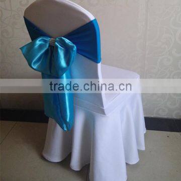 Polyester lycra spandex thick luxury chair cover with swag white