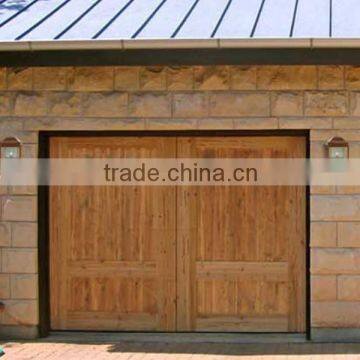 Sectional solid wood garage door exterior design