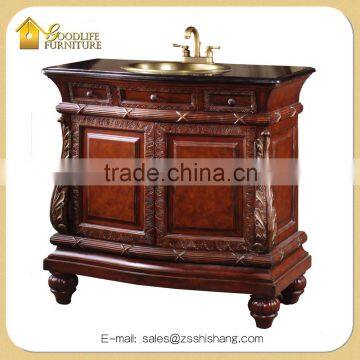 Hot Selling Luxury Royal Antique Style Curved Single Sink Bathroom Vanity Cabinet