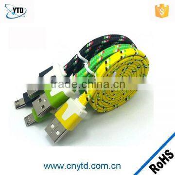 Micro USB Flat Cable Cotton Braid Nylon Braided USB Cable Braided Flat USB Cable photo-2