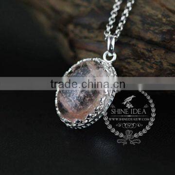 925 Sterling Silver Oval Tiger Eyes Gemstone Cabochon Fashion Women Necklace 6360483 photo-3