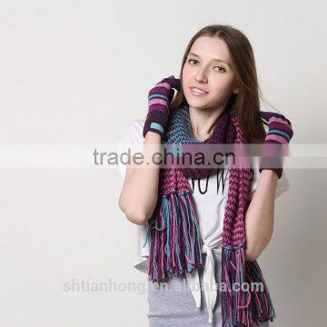 winter fashion knitting glove scarf