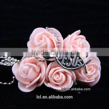 Fashion Imitation Jewelry Necklace, Antique Imitation Silver Religious Bead Necklace With Fish Pendant photo-4