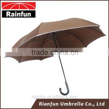 Long 190t pongee leather coated handle umbrella