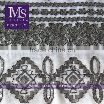 2016 African Latest Top Quality Sequin Embroidery Beaded Lace Fabric