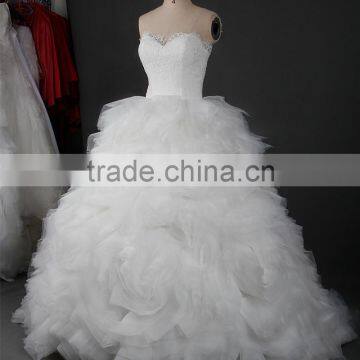 RSW913 Tulle Ruffle Skirt Vintage Lace Express Wedding Dress Bridal Ball Gown photo-3