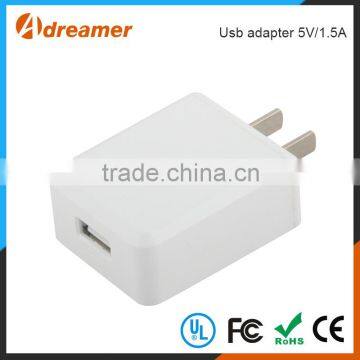 Shenzhen Professional Factory 5V1.5A wall usb charger adapter for cellphone/tablet PC