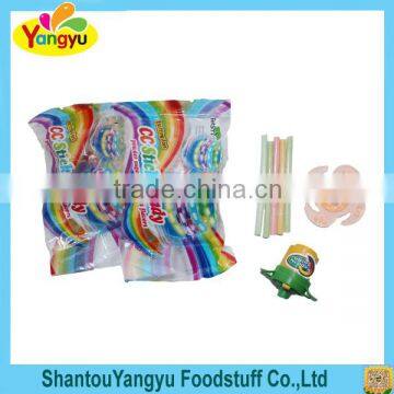 Cute cartoon packing sour and sweet multicolor CC stick with small toys