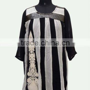 Dynamic Black White Ladies Kurti