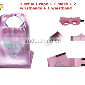 YS Hot Selling Superhero Cape Mask Whole Set 1 cape 1 mask 2 wristband 1 waistband