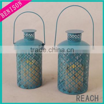 High quality handmade metal spring lantern with antique brush for spring decoration