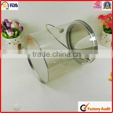 Customed Clear Metal Lid Hot Sale Pvc Round Pet Candy Pails Buckets photo-3
