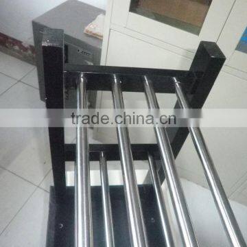 Wood Shoe Bench With Two Metal Racks and Fabric Floral Design Seat Cushion photo-5