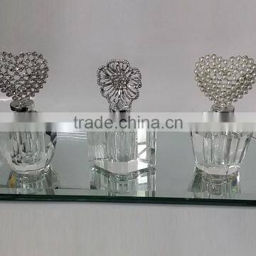 Mini Empty Clear Crystal Perfume Bottle With Jewelled Metal Alloy Top photo-2