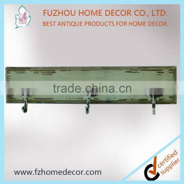 antique hanging metal hooks with wooden board for wall decoration