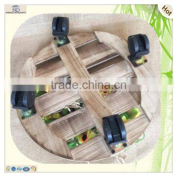 Antique Color Roller Universal Wheel Round Plate Tray photo-3
